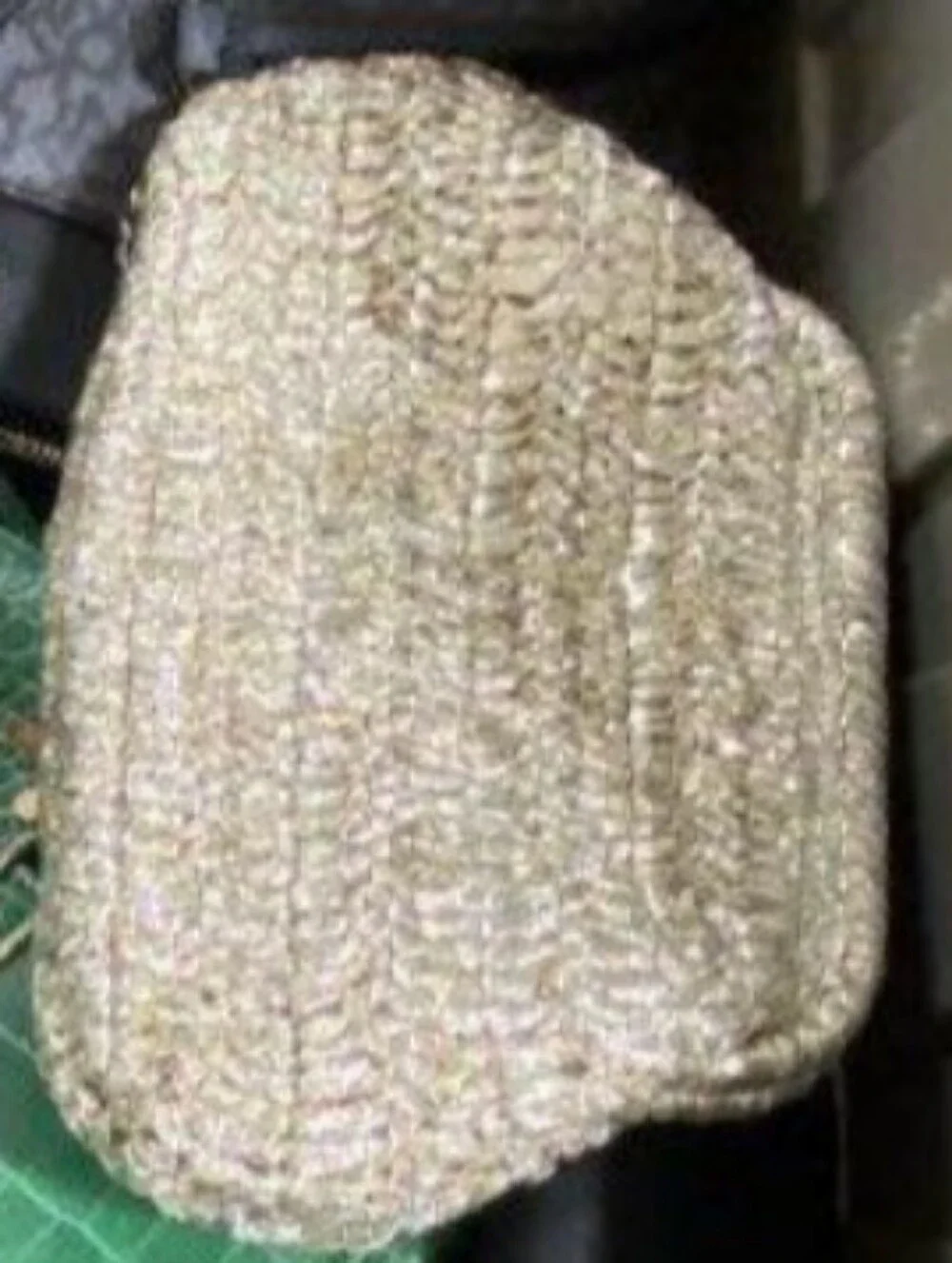 > By Anthropologie Gold Woven Straw Like Clutch with Textured Finish
